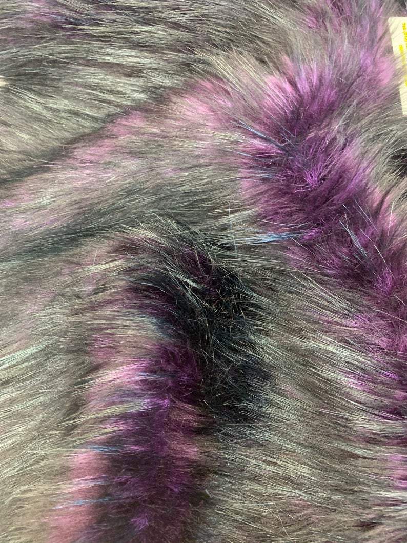 Luxury Husky Faux Fur Fabric By The Yard | Faux Fur Material ICE FABRICS Plum Black