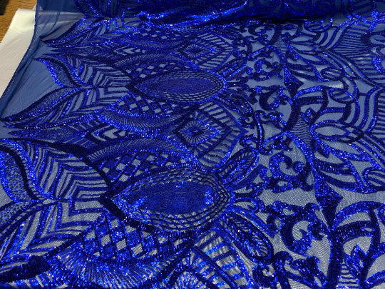 London Design 4 WAY Stretch Sequins Fabric SpandexICEFABRICICE FABRICSRoyal BlueLondon Design 4 WAY Stretch Sequins Fabric Spandex ICEFABRIC Royal Blue