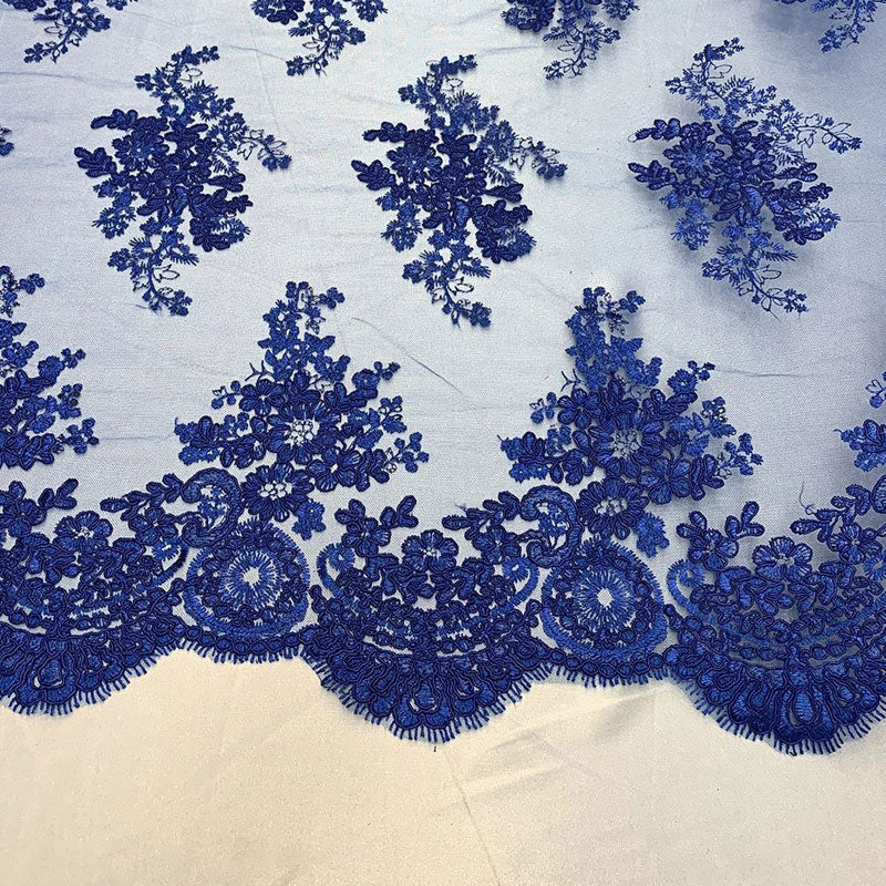French Design Floral Mesh Lace Embroidery FabricICEFABRICICE FABRICSRoyal BlueFrench Design Floral Mesh Lace Embroidery Fabric ICEFABRIC Royal Blue