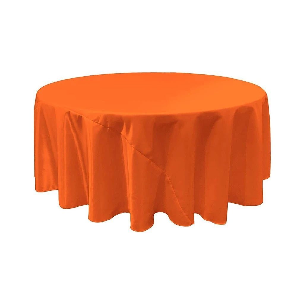 90-Inch Bridal Satin Round TableclothICEFABRICICE FABRICSOrange190-Inch Bridal Satin Round Tablecloth ICEFABRIC Orange