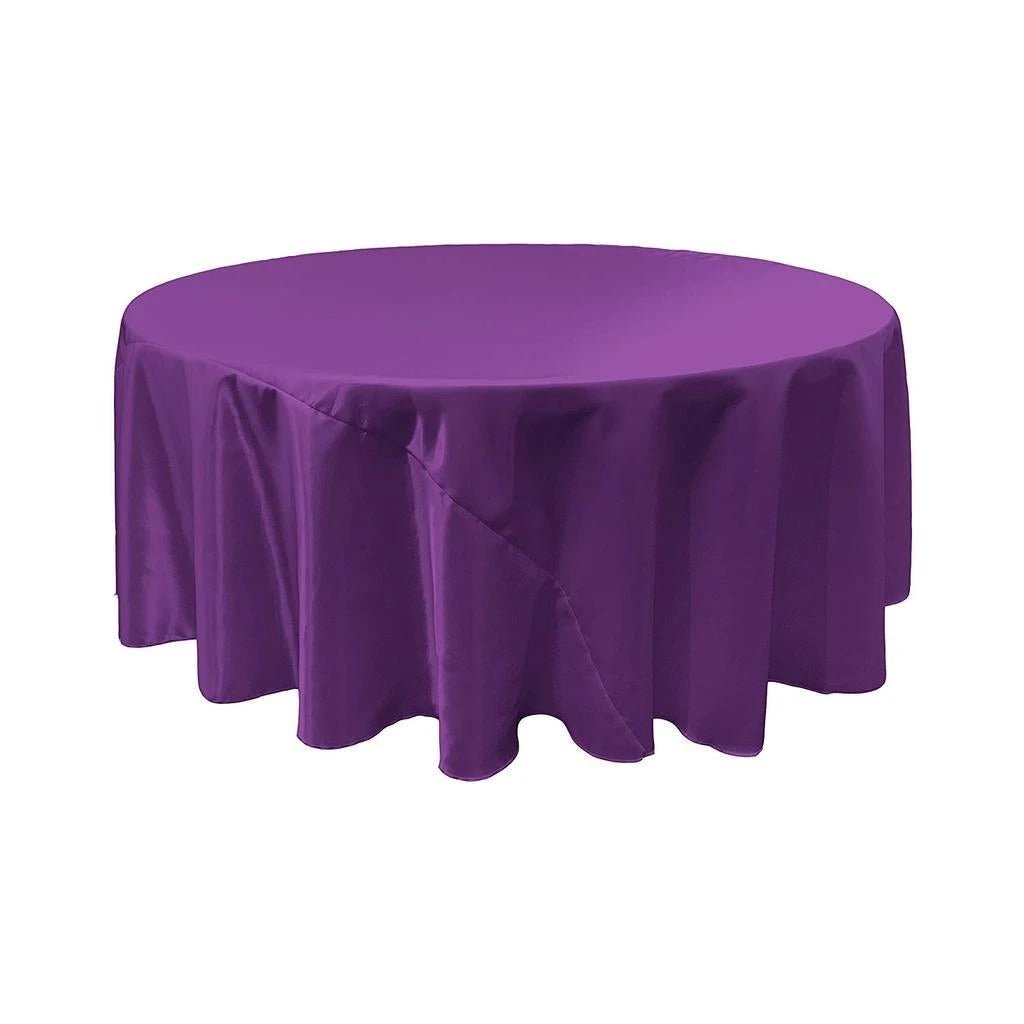 90-Inch Bridal Satin Round TableclothICEFABRICICE FABRICSPurple190-Inch Bridal Satin Round Tablecloth ICEFABRIC Purple