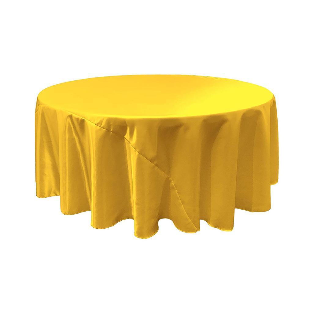 90-Inch Bridal Satin Round TableclothICEFABRICICE FABRICSYellow190-Inch Bridal Satin Round Tablecloth ICEFABRIC Yellow