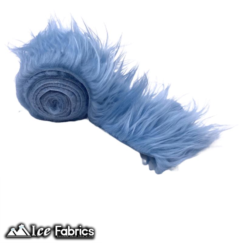 Shaggy Mohair Strips Ribbon Faux Fur Fabric Pre Cut Roll ICE FABRICS Baby Blue