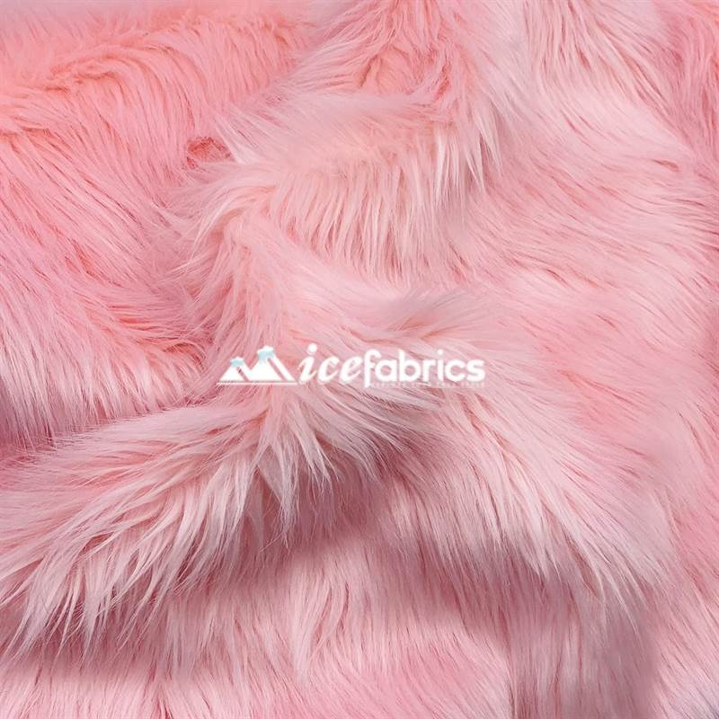 Shaggy Mohair Long Pile Faux Fur Fabric By The Yard ICE FABRICS Baby Pink