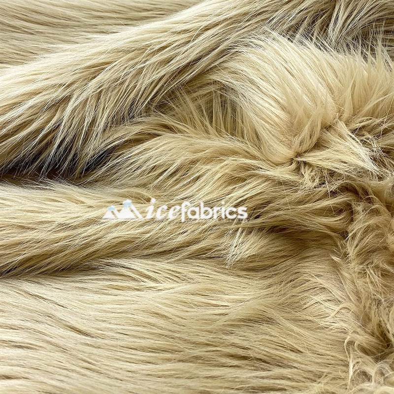 Shaggy Mohair Long Pile Faux Fur Fabric By The Yard ICE FABRICS Beige