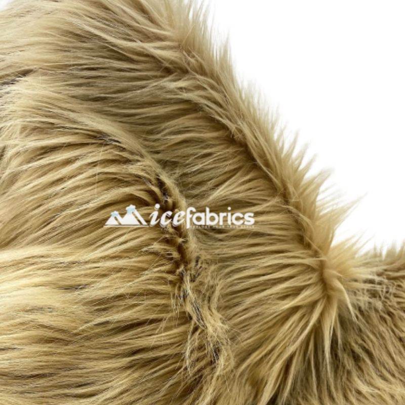 Shaggy Mohair Long Pile Faux Fur Fabric By The Yard ICE FABRICS Beige