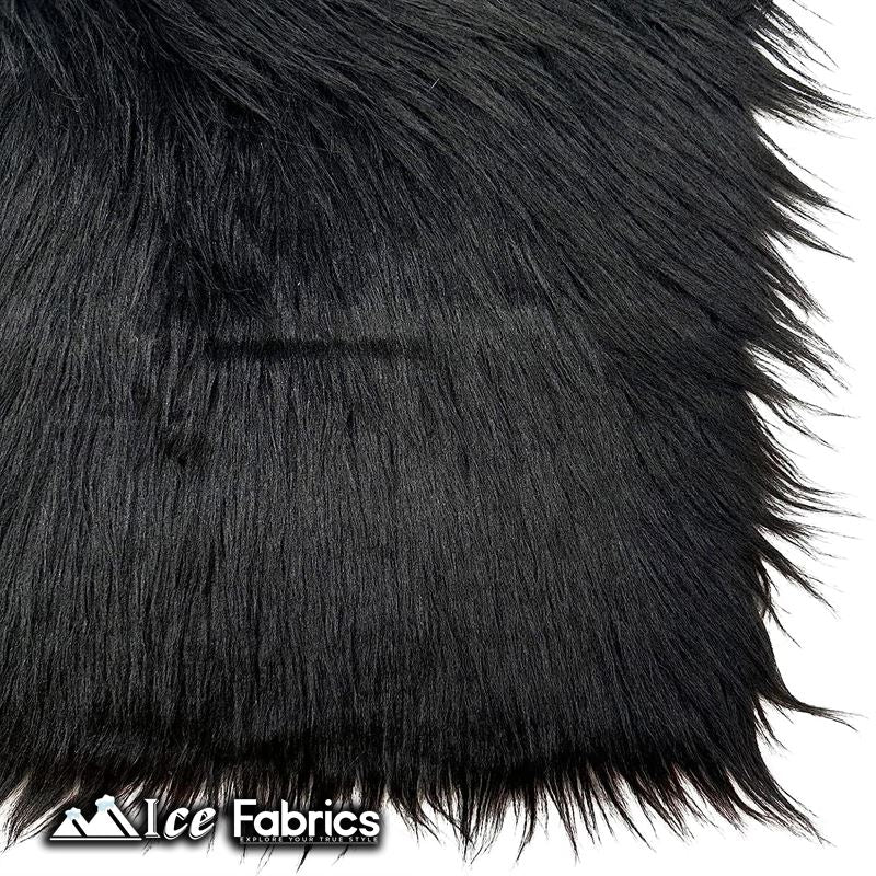 IceFabrics Square Shaggy Long Pile Faux Fur Fabric ICE FABRICS Black