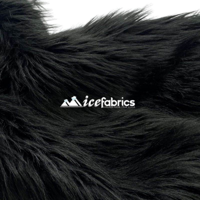 Shaggy Mohair Long Pile Faux Fur Fabric By The Yard ICE FABRICS Black