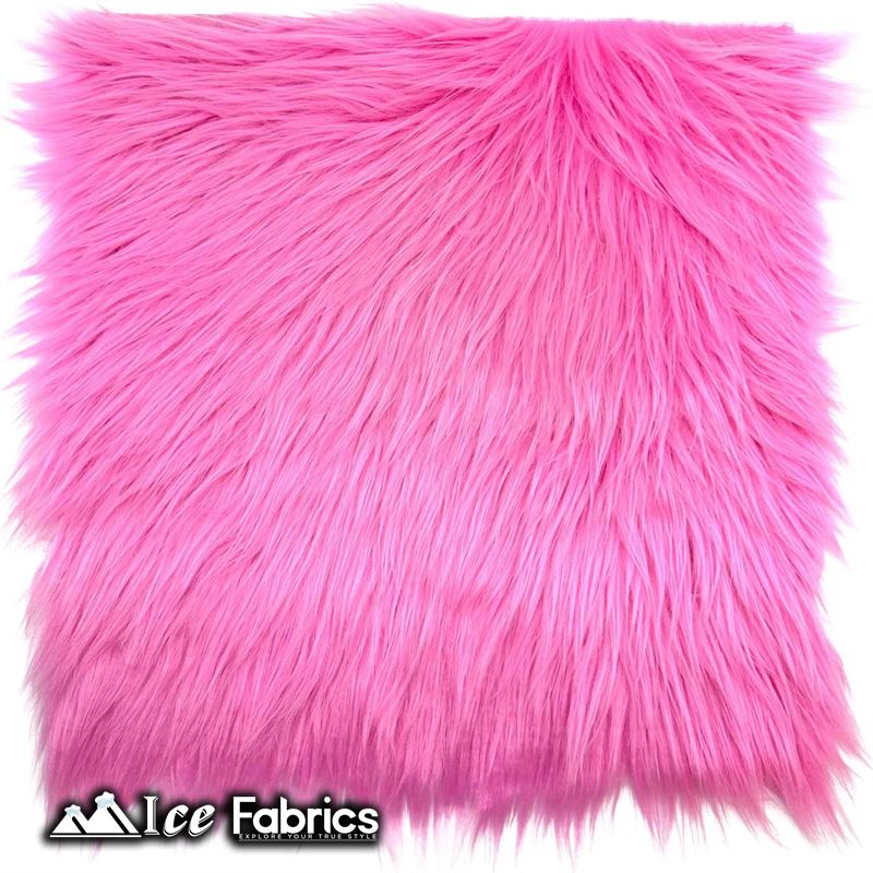 IceFabrics Square Shaggy Long Pile Faux Fur Fabric ICE FABRICS Bubble Gum