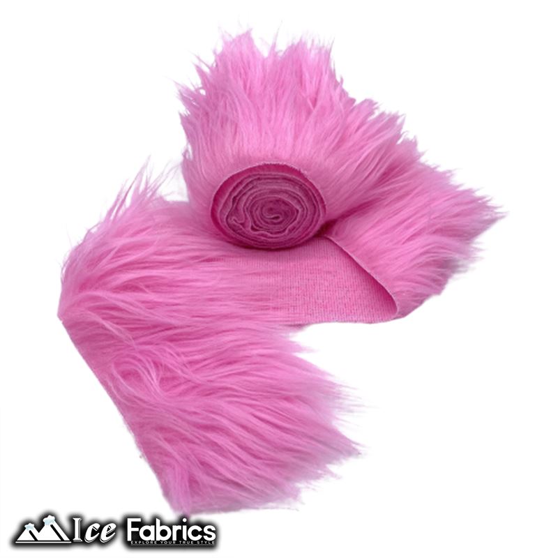 Shaggy Mohair Strips Ribbon Faux Fur Fabric Pre Cut Roll ICE FABRICS Bubble Gum