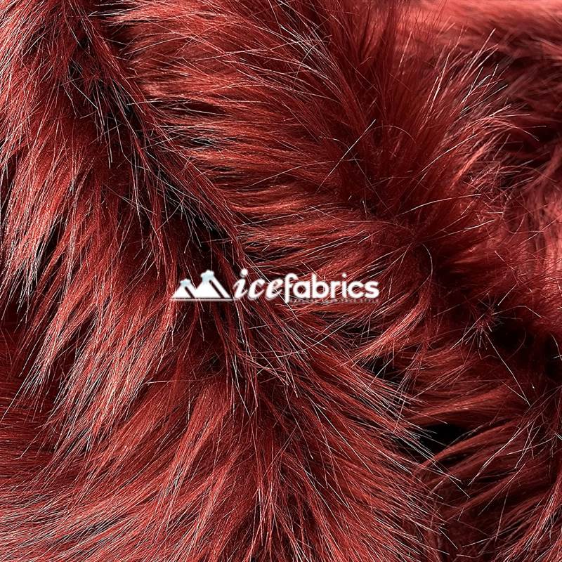 Shaggy Mohair Long Pile Faux Fur Fabric By The Yard ICE FABRICS Burgundy
