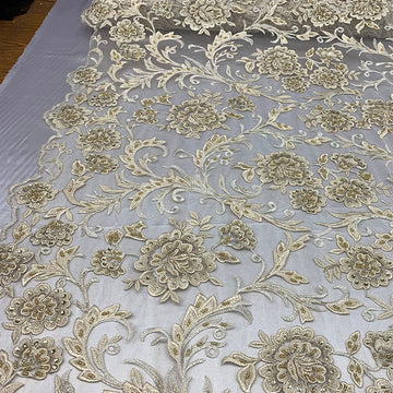 green emerald velvet dress White Floral Embroidered Tulle Fabric By The Yard for Dress Sewing