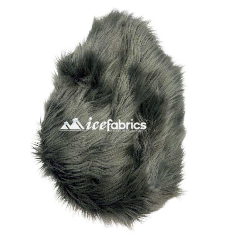 Shaggy Mohair Long Pile Faux Fur Fabric By The Yard ICE FABRICS Charcoal