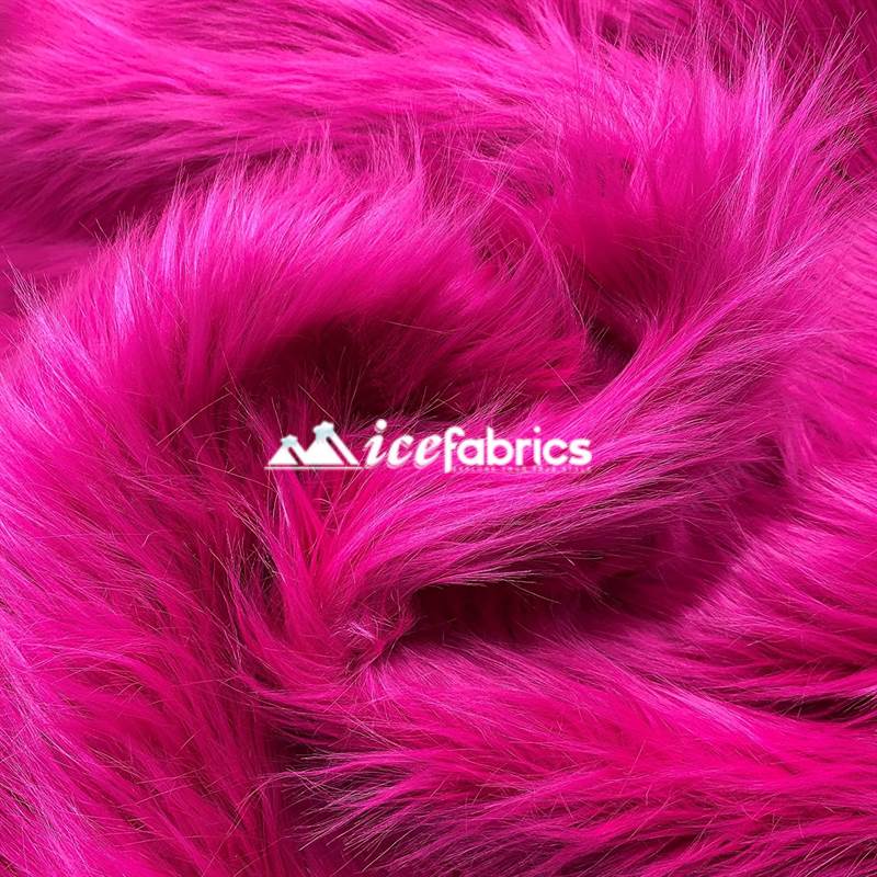 Shaggy Mohair Long Pile Faux Fur Fabric By The Yard ICE FABRICS Fuchsia