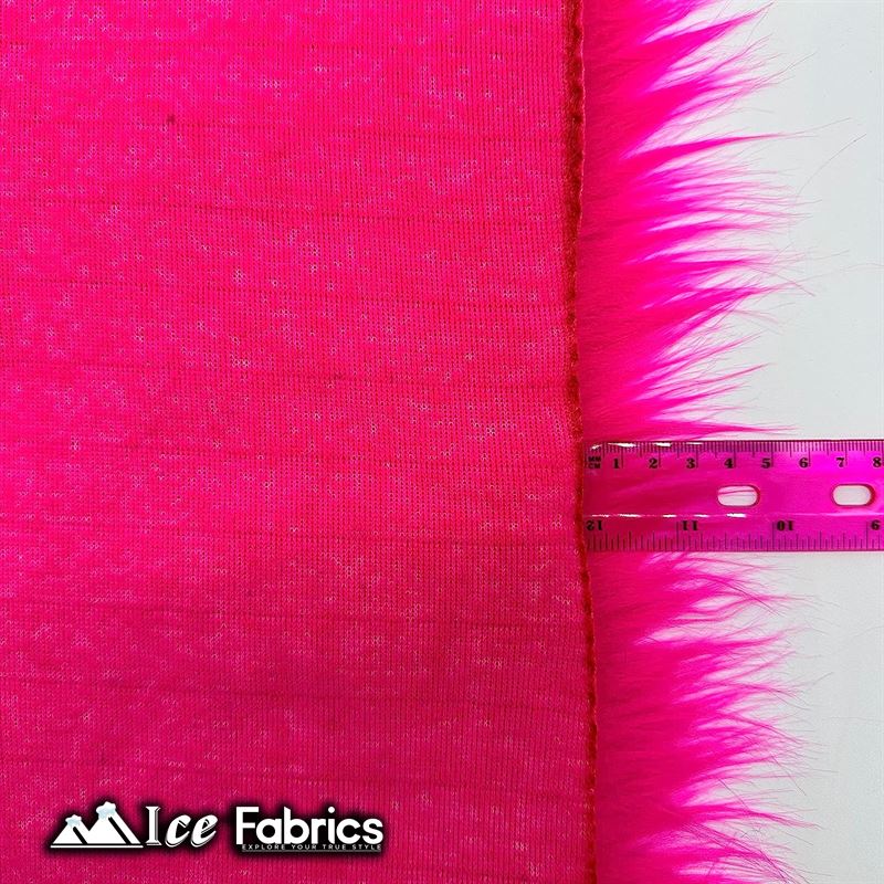 IceFabrics Square Shaggy Long Pile Faux Fur Fabric ICE FABRICS Fuchsia