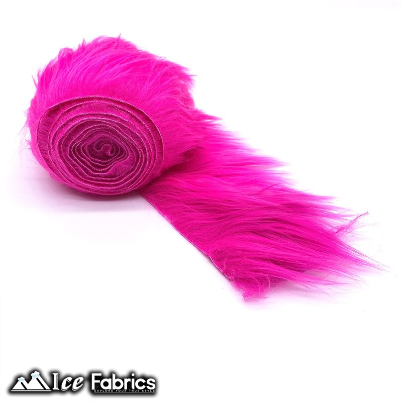 Shaggy Mohair Strips Ribbon Faux Fur Fabric Pre Cut Roll ICE FABRICS Fuchsia