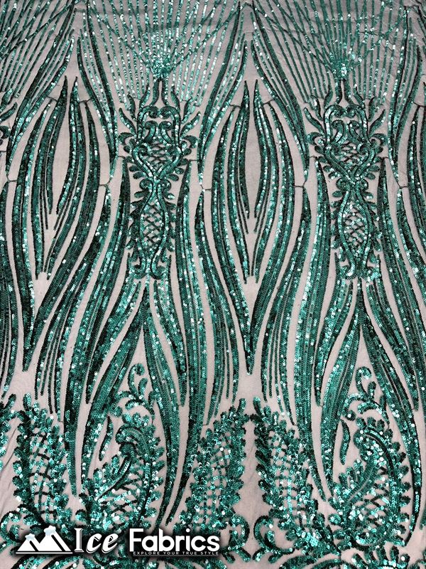 Loyalty Sequin Fabric Embroidery Lace on 4 Way Stretch Mesh ICE FABRICS