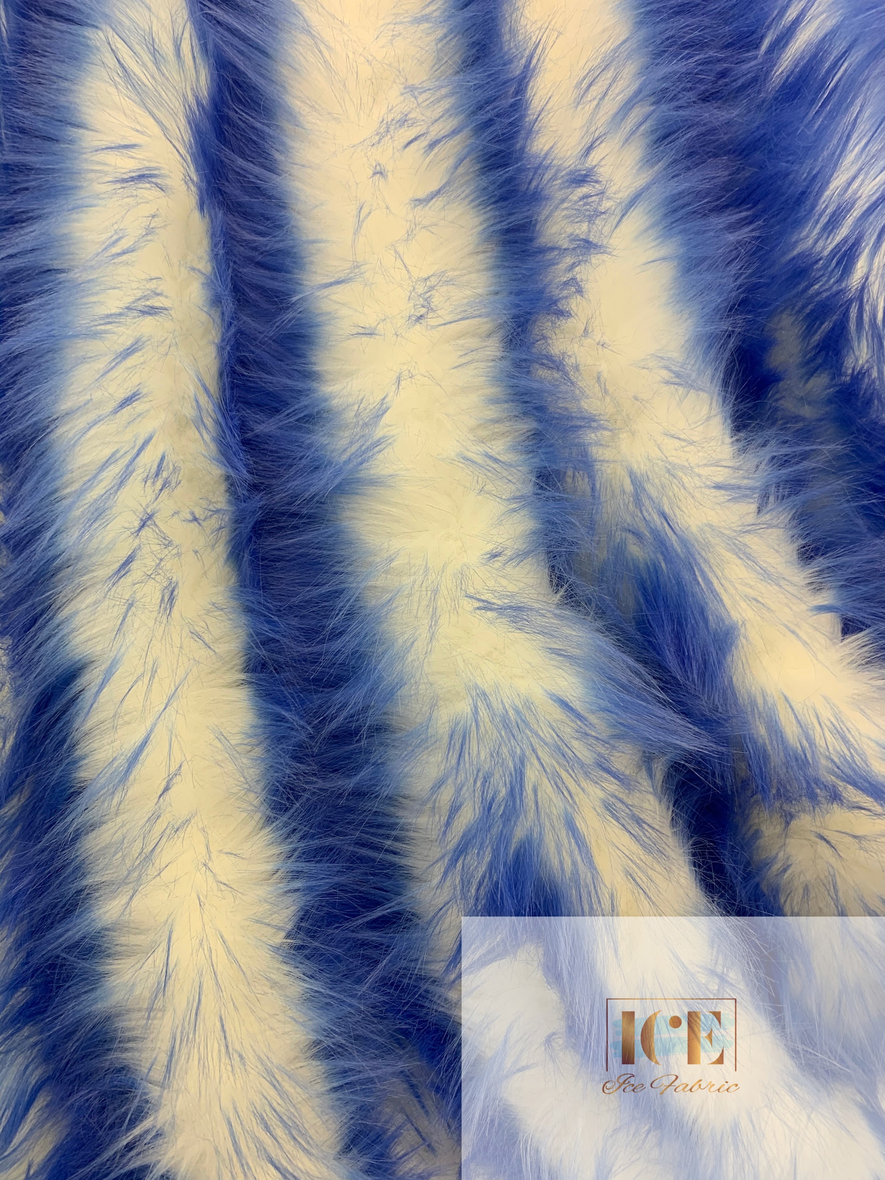 Canadian Fox Fake Animal Faux Fur Fabric ICEFABRIC Royal Blue