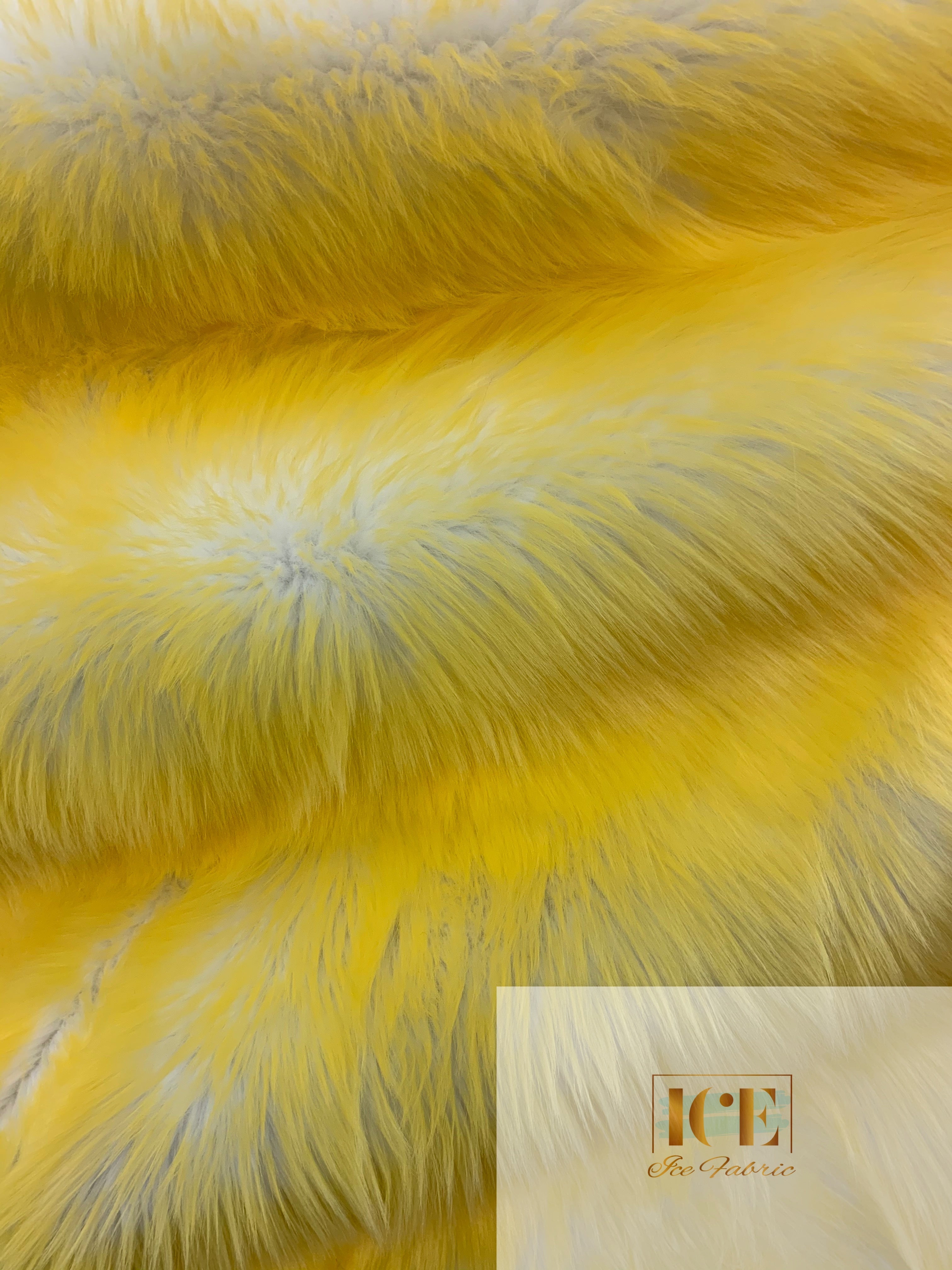 Canadian Fox Fake Animal Faux Fur Fabric ICEFABRIC Yellow