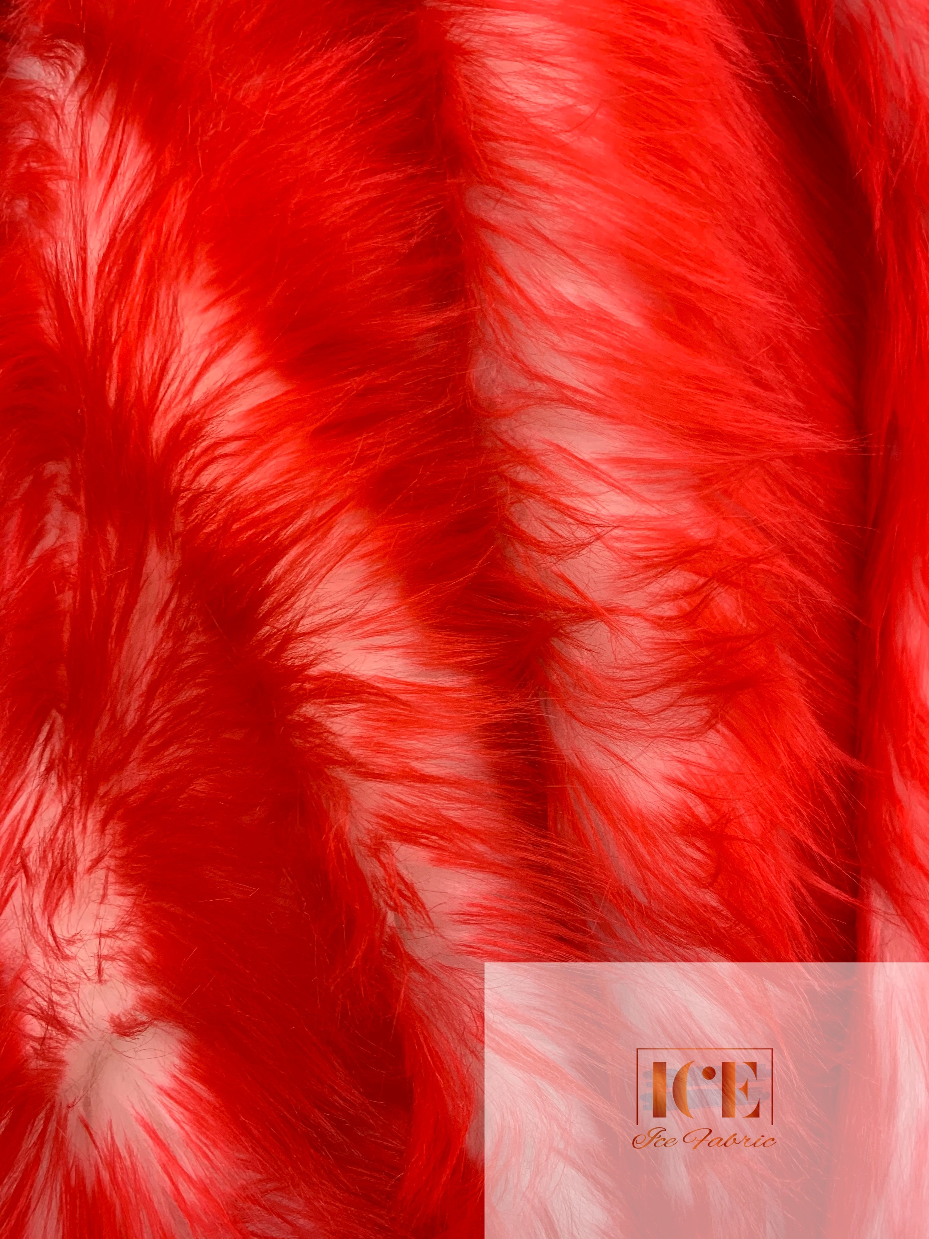 Canadian Fox Fake Animal Faux Fur Fabric ICEFABRIC Red White