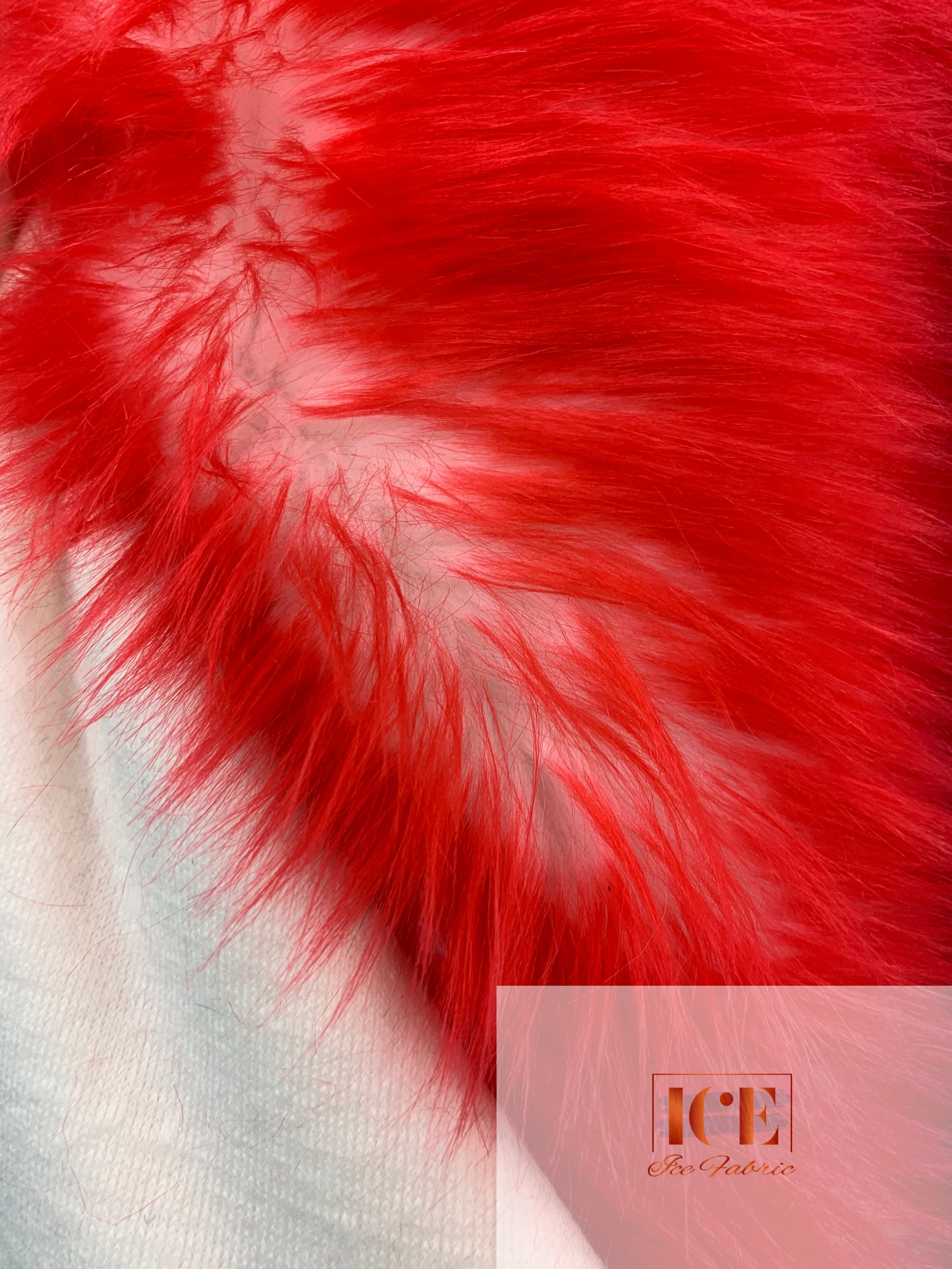 Canadian Fox Fake Animal Faux Fur Fabric ICEFABRIC Red White