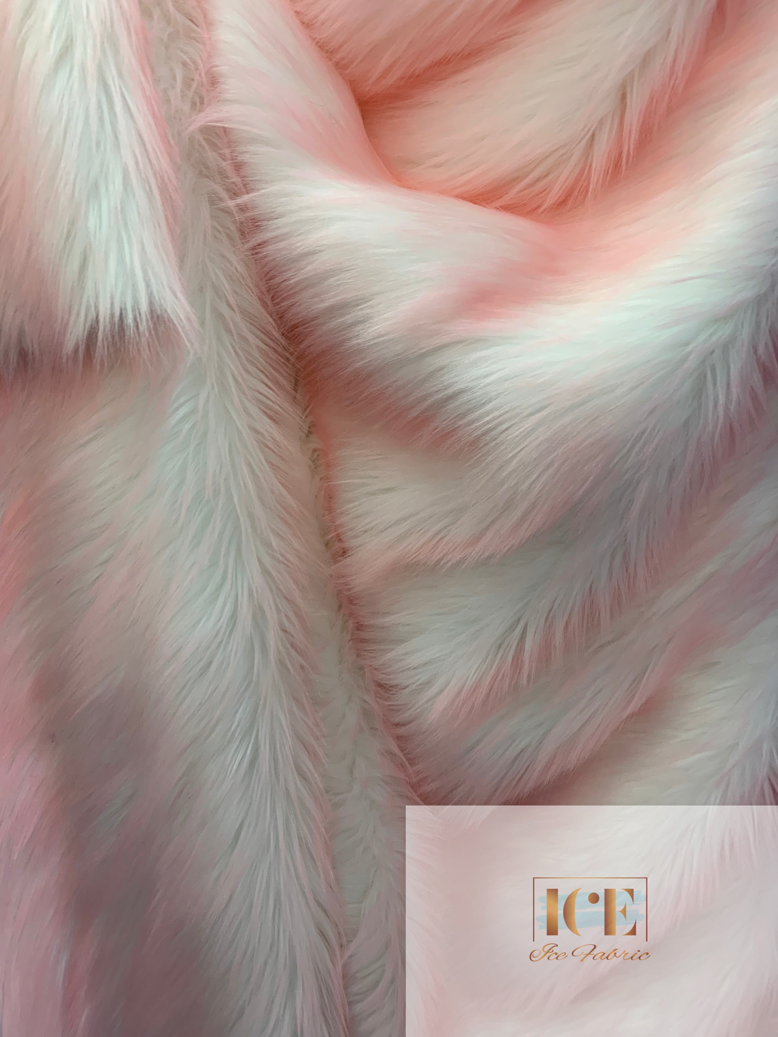 Canadian Fox 2 Tone Shaggy Long Pile Faux Fur Fabric For Blankets, Costumes, Bed SpreadICEFABRICICE FABRICSLight PinkBy The Yard (60 inches Wide)Canadian Fox 2 Tone Shaggy Long Pile Faux Fur Fabric For Blankets, Costumes, Bed Spread ICEFABRIC Light Pink