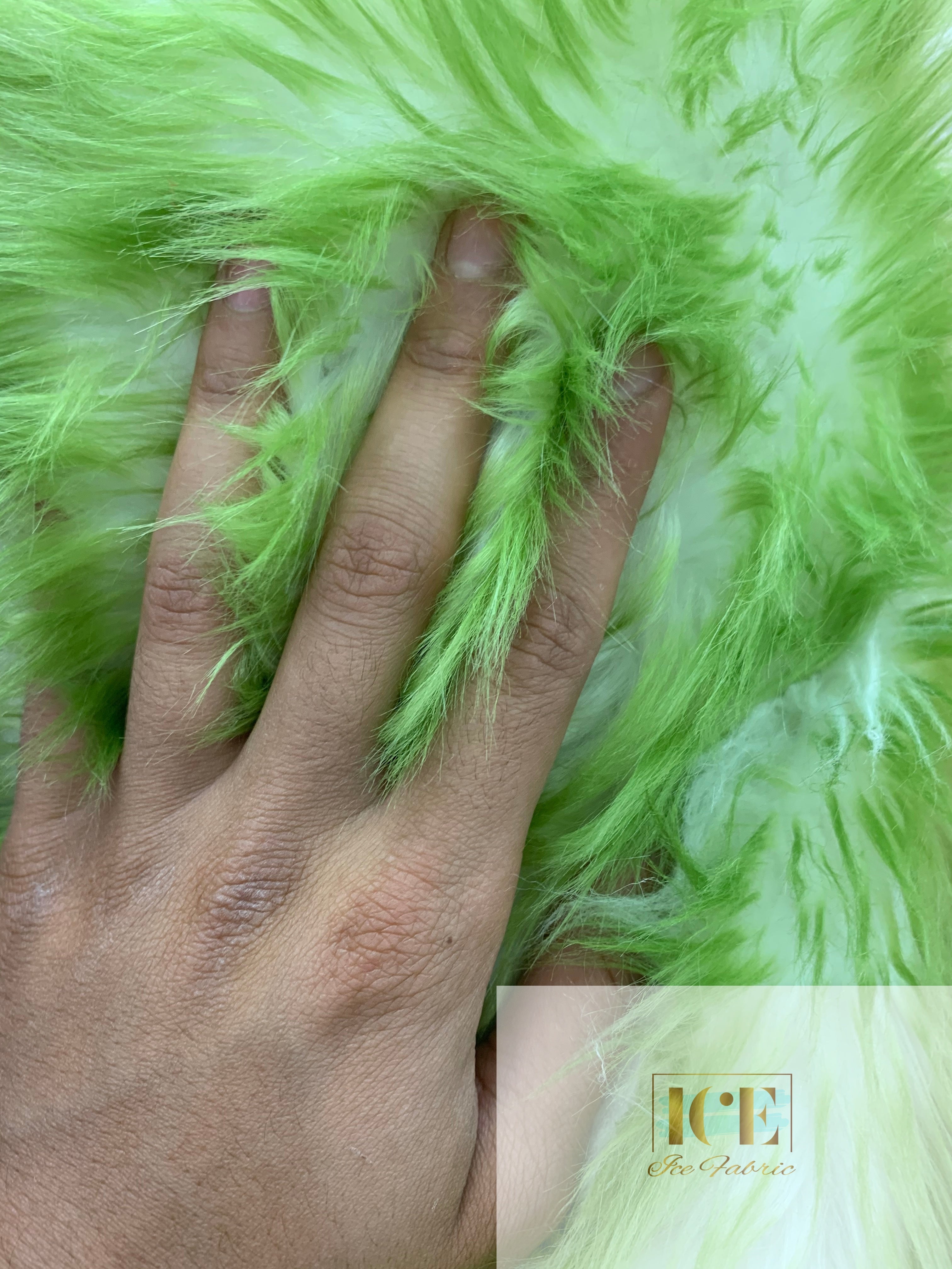 Canadian Fox Fake Animal Faux Fur Fabric ICEFABRIC Lime
