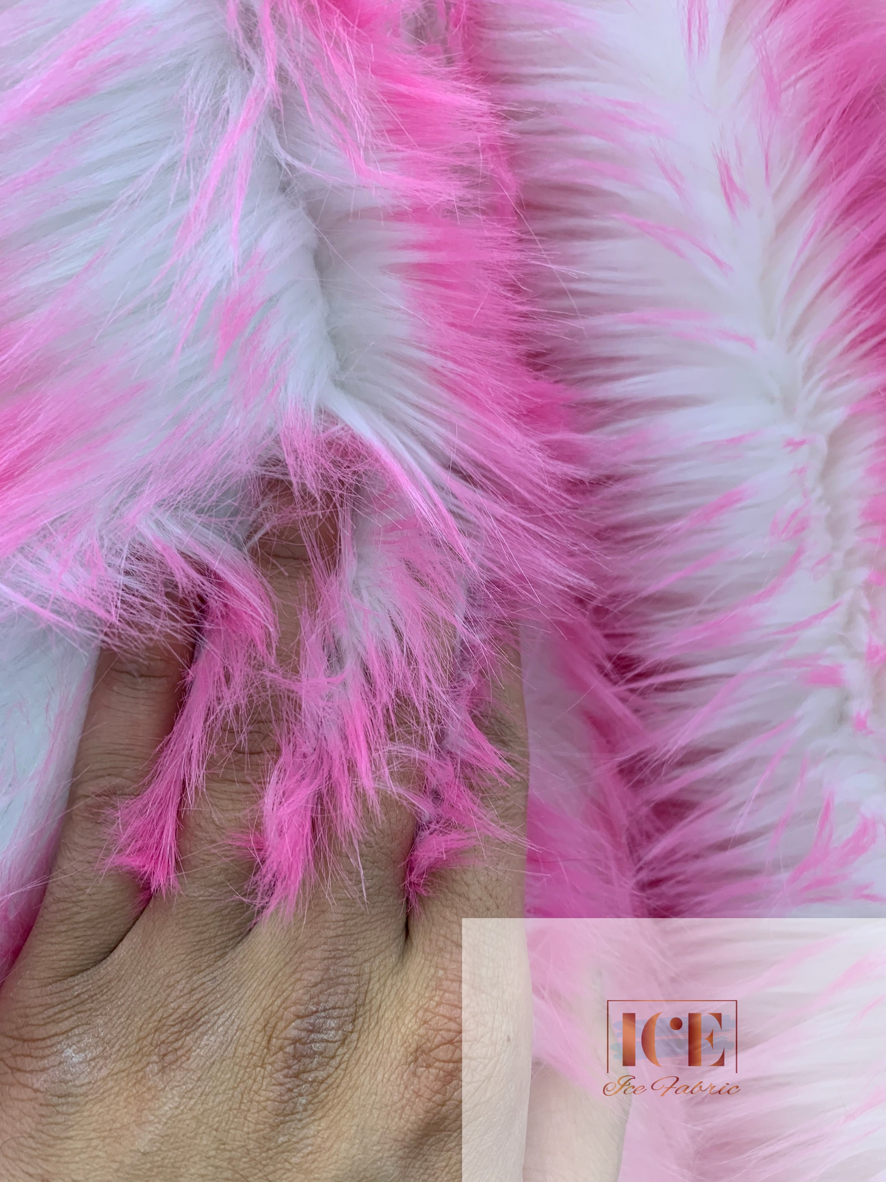 Canadian Fox Fake Animal Faux Fur Fabric ICEFABRIC Candy Pink