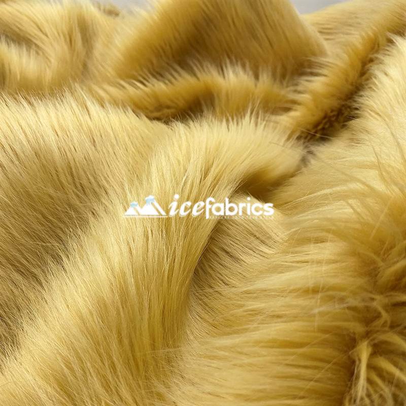 Shaggy Mohair Long Pile Faux Fur Fabric By The Yard ICE FABRICS Latte