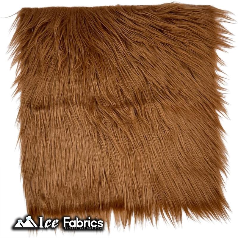 IceFabrics Square Shaggy Long Pile Faux Fur Fabric ICE FABRICS Light Brown