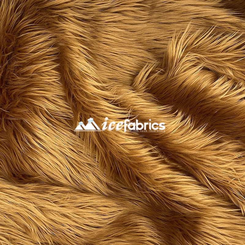 Shaggy Mohair Long Pile Faux Fur Fabric By The Yard ICE FABRICS Light Brown