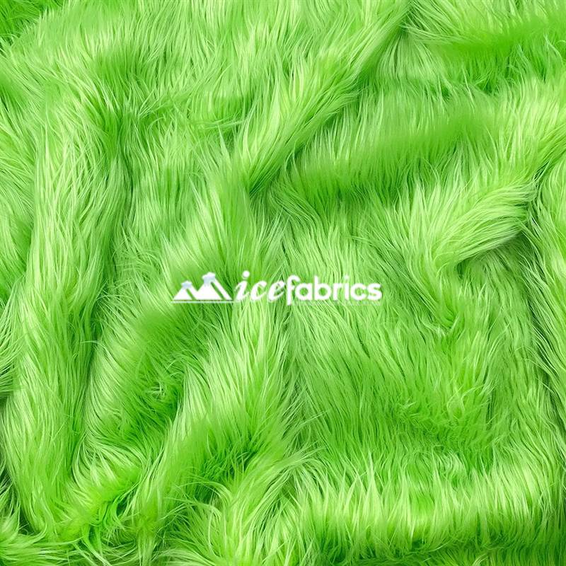 Shaggy Mohair Long Pile Faux Fur Fabric By The Yard ICE FABRICS Lime Green