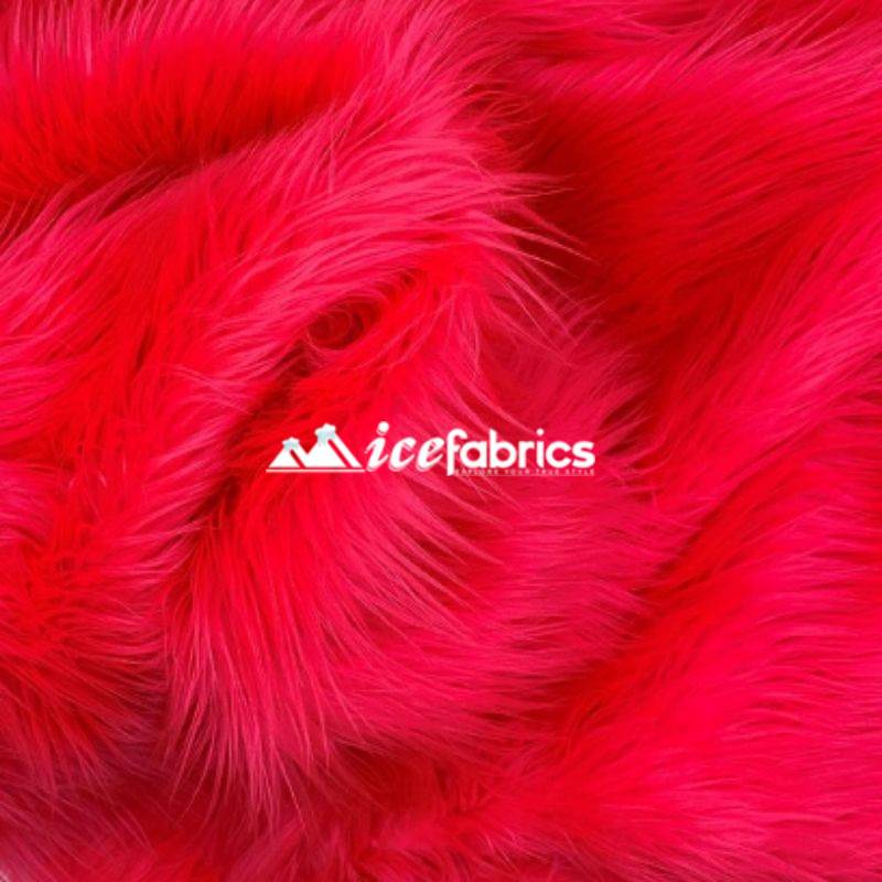 Shaggy Mohair Long Pile Faux Fur Fabric By The Yard ICE FABRICS Neon Pink