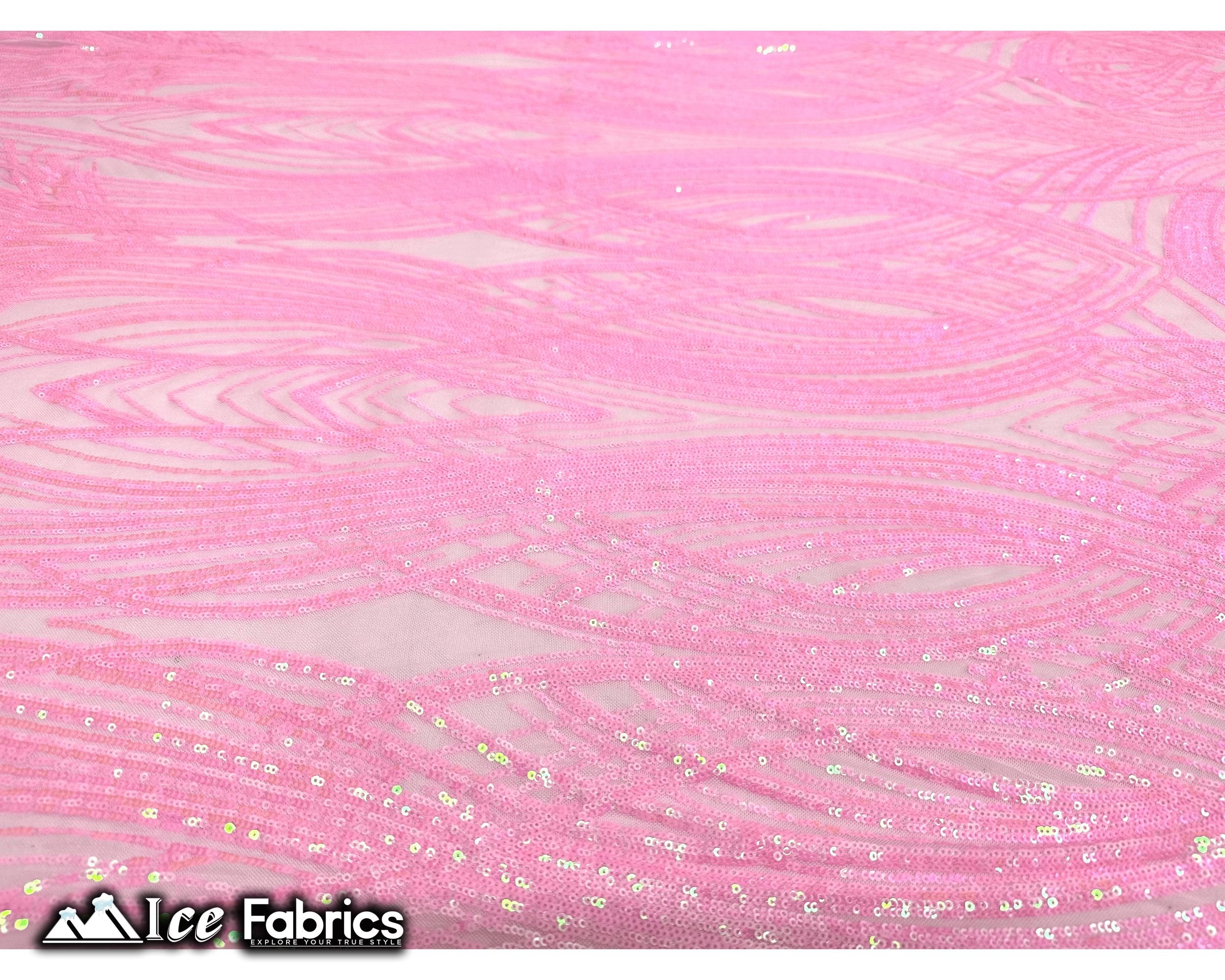 Peacock Sequin Fabric By The Yard 4 Way Stretch Spandex ICE FABRICS Candy Pink