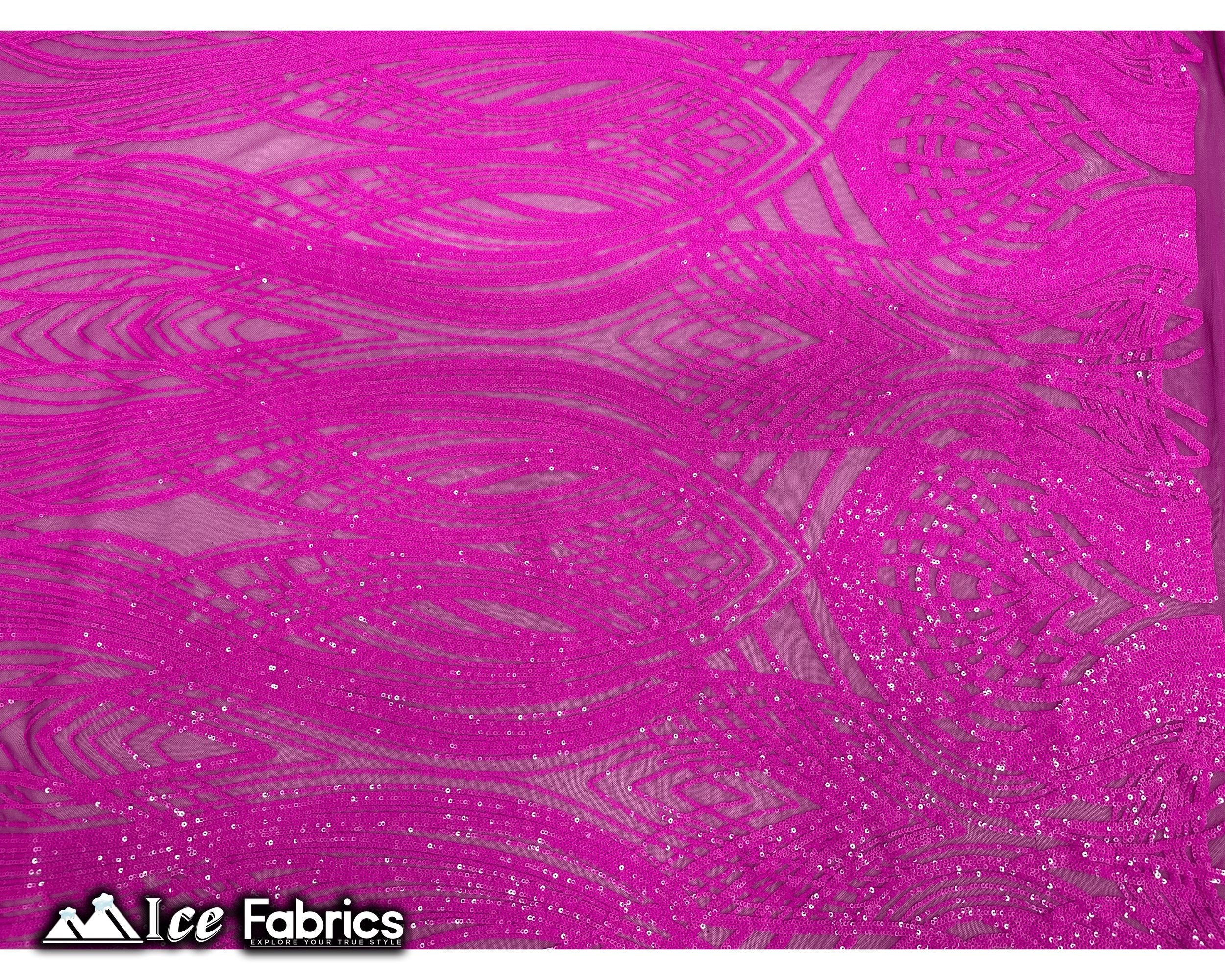 Peacock Sequin Fabric By The Yard 4 Way Stretch Spandex ICE FABRICS Magenta