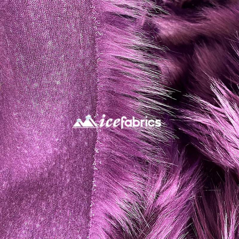 Shaggy Mohair Long Pile Faux Fur Fabric By The Yard ICE FABRICS Plum