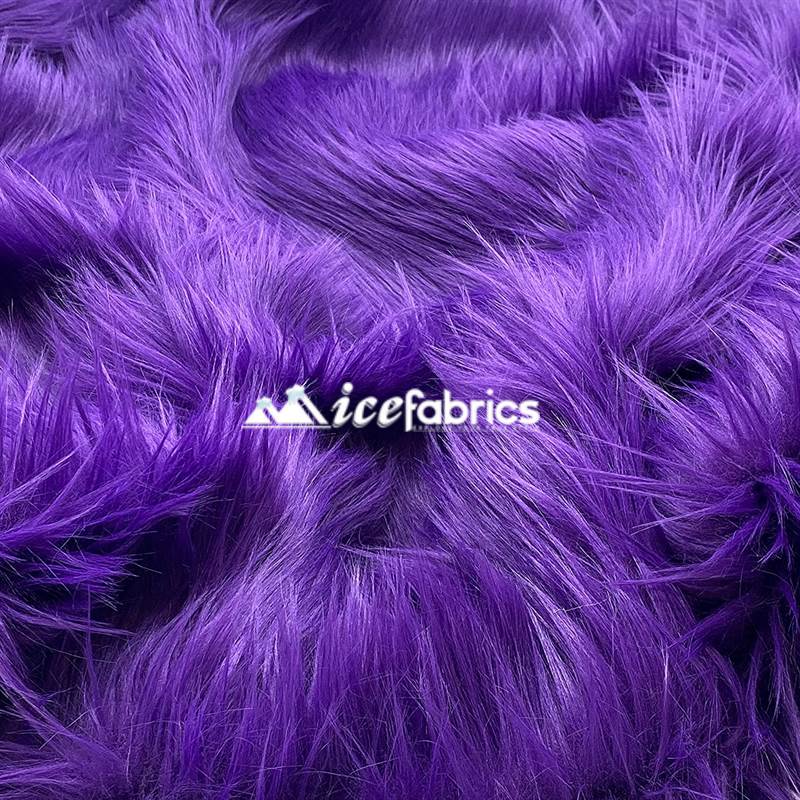 Shaggy Mohair Long Pile Faux Fur Fabric By The Yard ICE FABRICS Purple