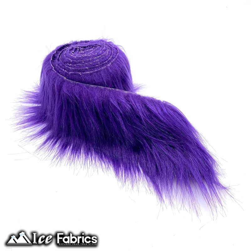 Shaggy Mohair Strips Ribbon Faux Fur Fabric Pre Cut Roll ICE FABRICS Purple