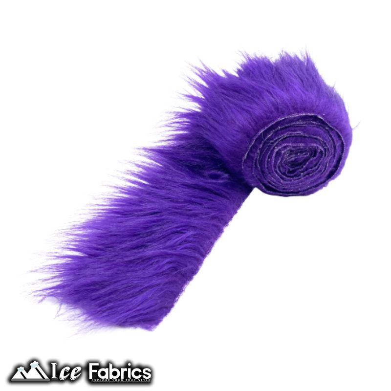 Shaggy Mohair Strips Ribbon Faux Fur Fabric Pre Cut Roll ICE FABRICS Purple