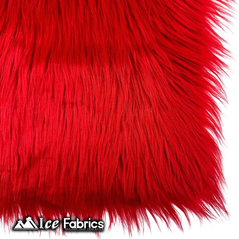 IceFabrics Square Shaggy Long Pile Faux Fur Fabric ICE FABRICS Red