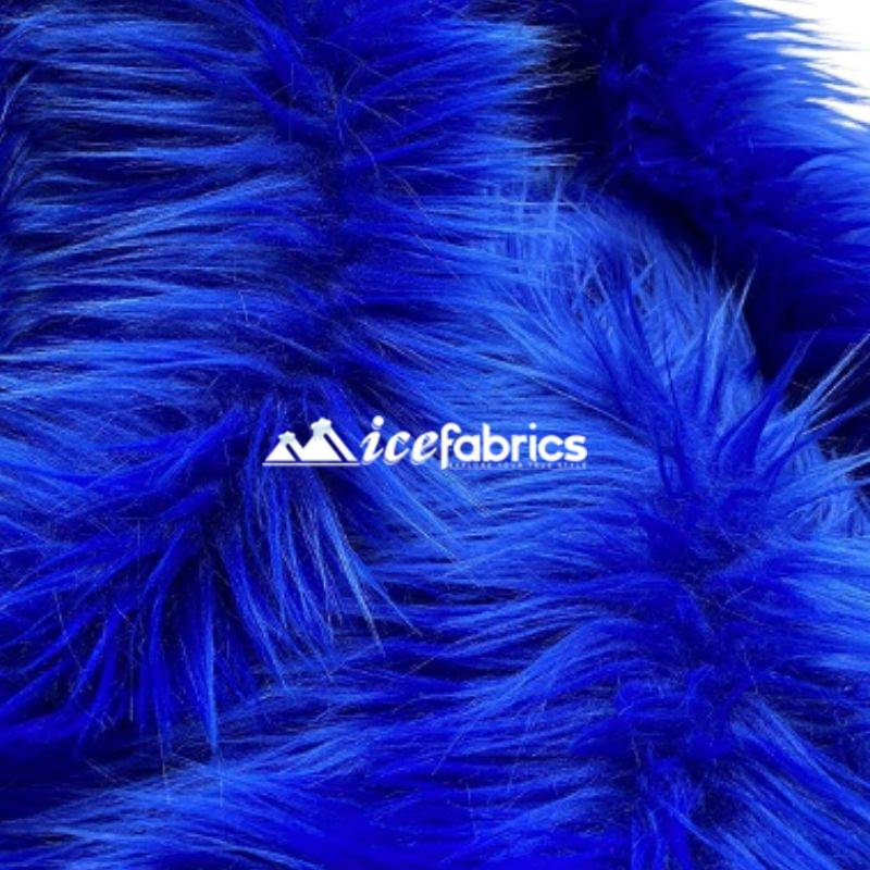 Shaggy Mohair Long Pile Faux Fur Fabric By The Yard ICE FABRICS Royal Blue