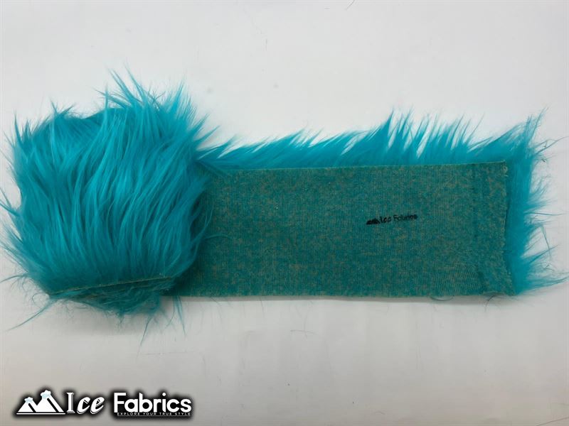Shaggy Mohair Strips Ribbon Faux Fur Fabric Pre Cut Roll ICE FABRICS Turquoise