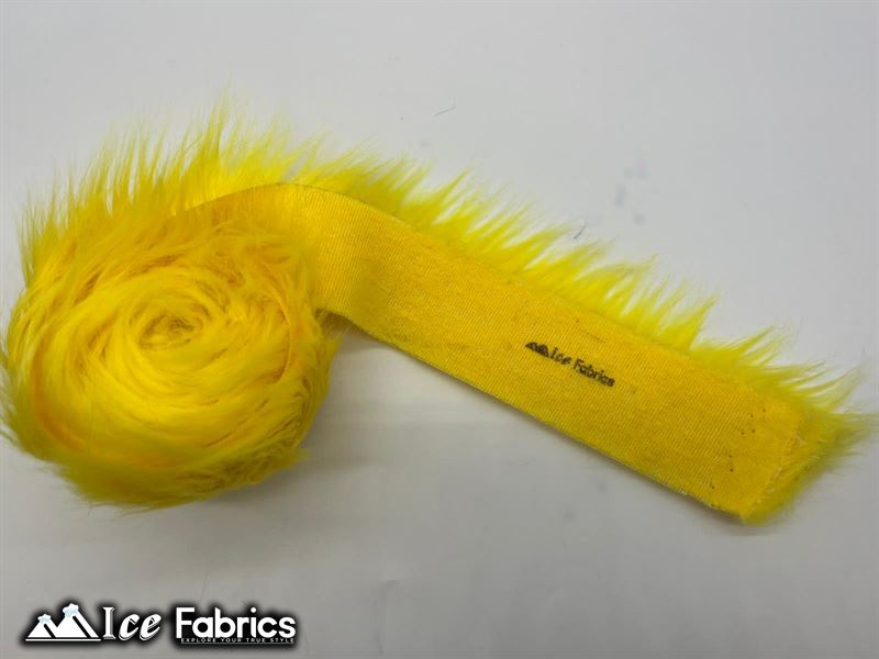 Shaggy Mohair Strips Ribbon Faux Fur Fabric Pre Cut Roll ICE FABRICS Yellow