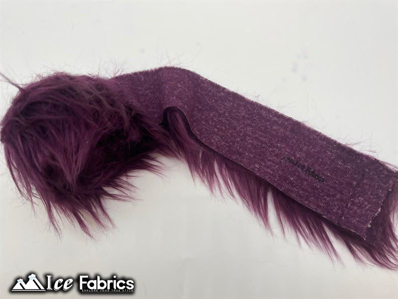 Shaggy Mohair Strips Ribbon Faux Fur Fabric Pre Cut Roll ICE FABRICS Plum