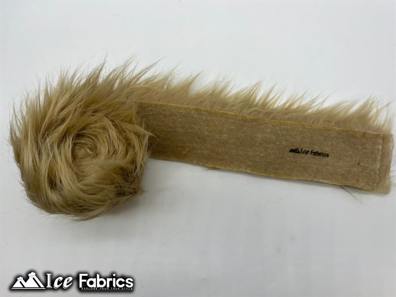 Shaggy Mohair Strips Ribbon Faux Fur Fabric Pre Cut Roll ICE FABRICS Light Brown