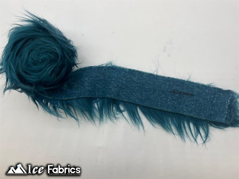 Shaggy Mohair Strips Ribbon Faux Fur Fabric Pre Cut Roll ICE FABRICS Teal