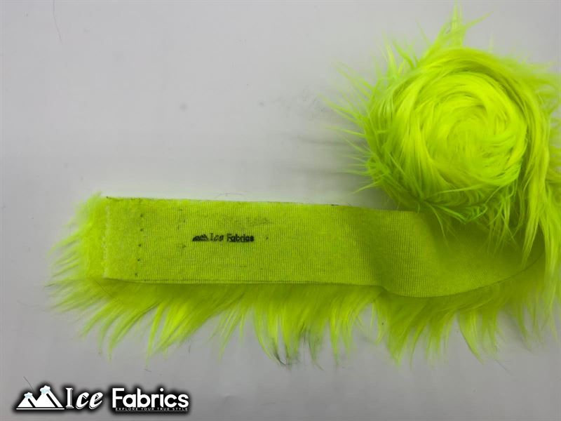 Shaggy Mohair Strips Ribbon Faux Fur Fabric Pre Cut Roll ICE FABRICS Neon Yellow