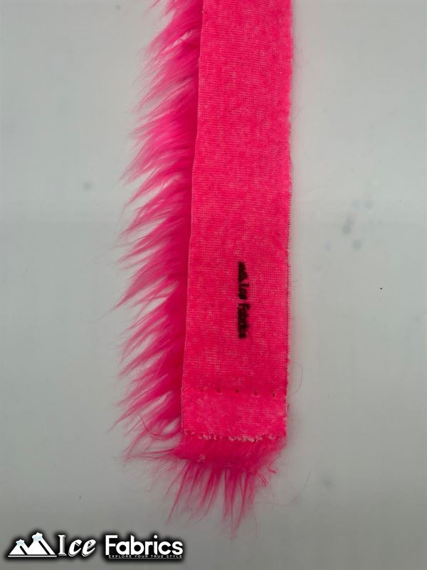 Shaggy Mohair Strips Ribbon Faux Fur Fabric Pre Cut Roll ICE FABRICS Neon Pink