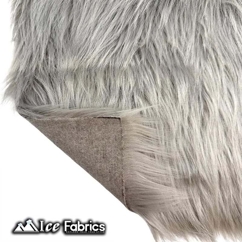 IceFabrics Square Shaggy Long Pile Faux Fur Fabric ICE FABRICS Silver
