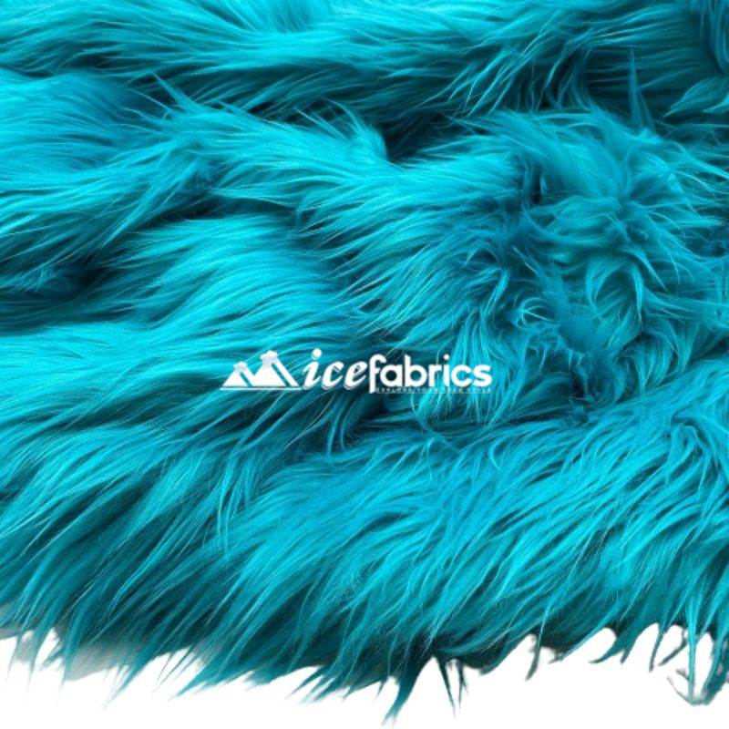 Shaggy Mohair Long Pile Faux Fur Fabric By The Yard ICE FABRICS Turquoise
